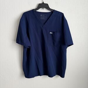 FIGS Technical Collection Navy Double Pocket V-Neck Scrub Top Mens XXL Workwear